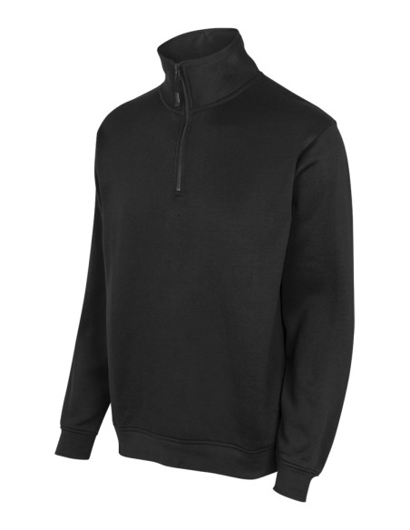 SUDADERA CON MEDIA CREMALLERA. NEGRO TALLA XS-3XL